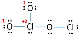 mark charges on atoms in Cl2O3